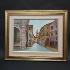 Quadro tempera su tela soggetto paesaggio autore Tassinari 2