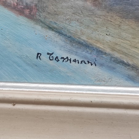 Quadro tempera su tela soggetto paesaggio autore Tassinari