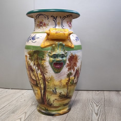 Vaso di ceramica porta ombrelli firmato F.C. Deruta h. 53 cm 2