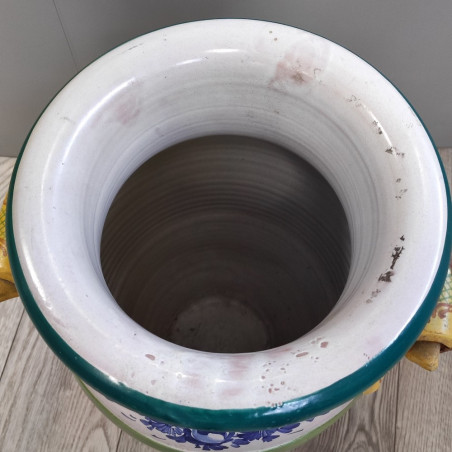 Vaso di ceramica porta ombrelli firmato F.C. Deruta h. 53 cm