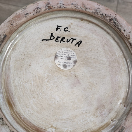 Vaso di ceramica porta ombrelli firmato F.C. Deruta h. 53 cm