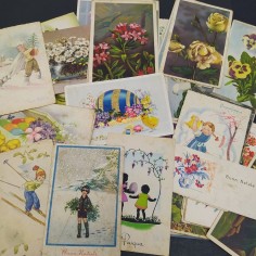 Accumulo di 71 cartoline con soggetto fiori, Natale e Pasqua 2