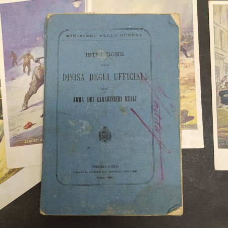Lotto di 6 cartoline + libretto Divisa Ufficiali Carabinieri 1884