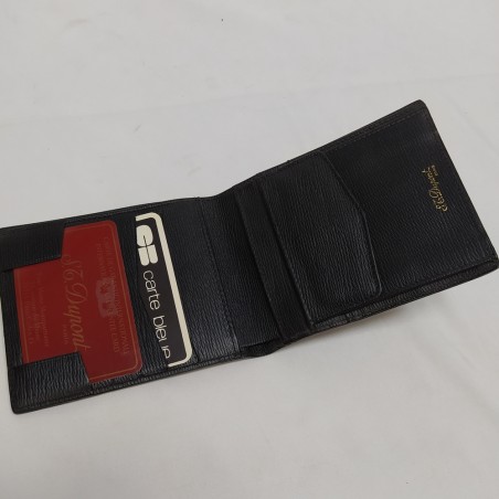 Portafoglio uomo Dupont penne nera a righe, macchia di inchiostro