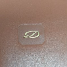 Pelletteria Dupont, porta rubrica ad anelli in pelle marrone lettera D al fronte 2