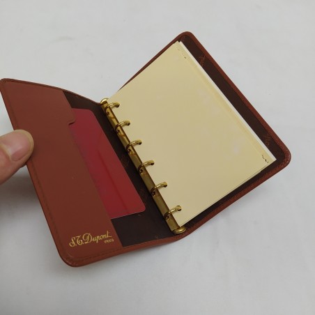 Pelletteria Dupont, porta rubrica ad anelli in pelle marrone lettera D al fronte