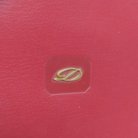 Portafoglio Dupont pelle rossa monogramma Di in ottone al fronte nuovo