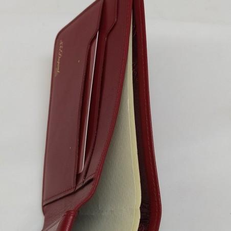 Portafoglio Dupont pelle rossa monogramma Di in ottone al fronte nuovo