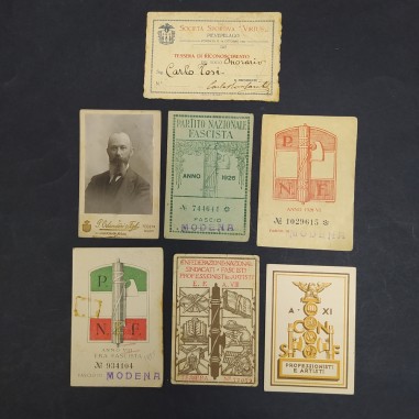 Lotto di 7 tessere e foto periodo ventennio Fascismo