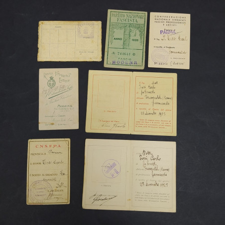 Lotto di 7 tessere e foto periodo ventennio Fascismo