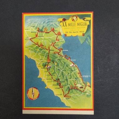 Cartolina XX Mille Miglia 25-26 Aprile 1953 viaggiata