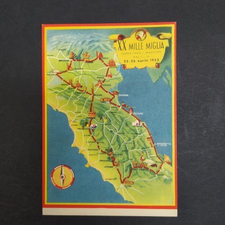 Cartolina XX Mille Miglia 25-26 Aprile 1953 viaggiata
