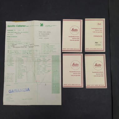 Lotto di 4 garanzie Leitz Leica e documento di consegna 1975 e 1976