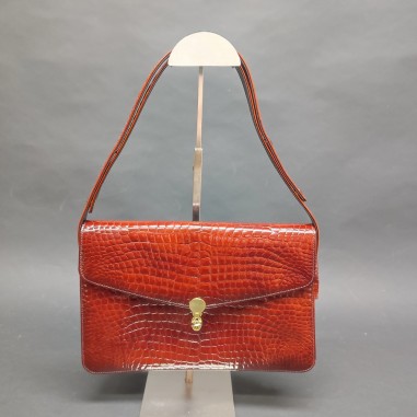 Borsa donna vero coccodrillo colore marone anni 70