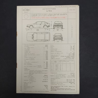 Documento per l'omologazione dell'auto Alfa Romeo 902.A, 1976. Segni di ruggine