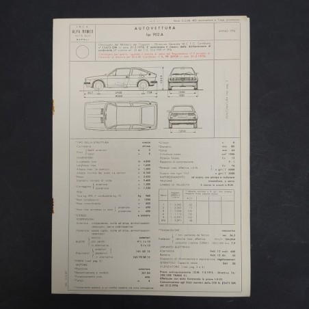 Documento per l'omologazione dell'auto Alfa Romeo 902.A, 1976. Segni di ruggine