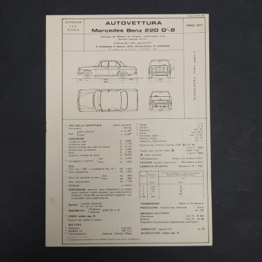 Documento per l'omologazione dell'auto Mercedes Benz 220 D\8, 1971. Ruggine