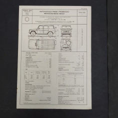Documento per l'omologazione dell'auto Mercedes Benz, 1980. Segni di ruggine