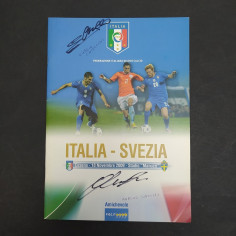 Pubblicazione per la partita di calcio Italia-Svezia 2009 con autografi