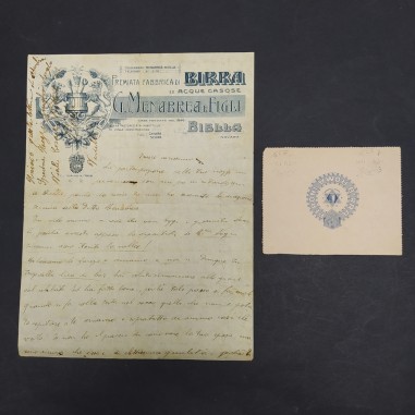 Lotto di 2 documenti su carta intestata della birra Peroni e bibite Menabrea