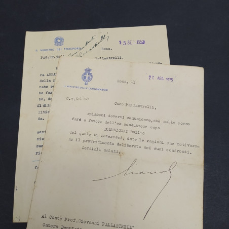 Lotto di 2 documenti Ministero delle comunicazioni e Trasporti 1925 e 1953