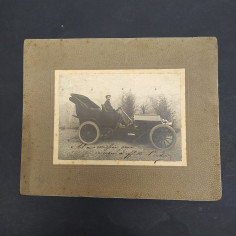 Foto di auto d'epoca con dedica circa 1800. Ingiallita e apposta su cartoncino