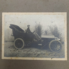 Foto di auto d'epoca con dedica circa 1800. Ingiallita e apposta su cartoncino 2