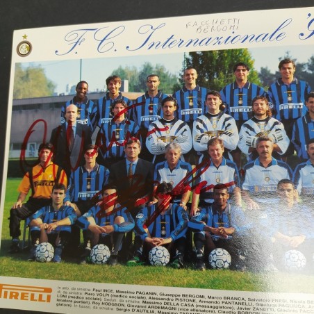 Foto F.C. Internazionale 1996/97 con autografo Facchetti e Bergomi. Ottima