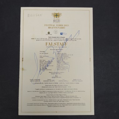 Programma Festival Verdi 2013 con autografo di Renato Bruson. Piccola macchia