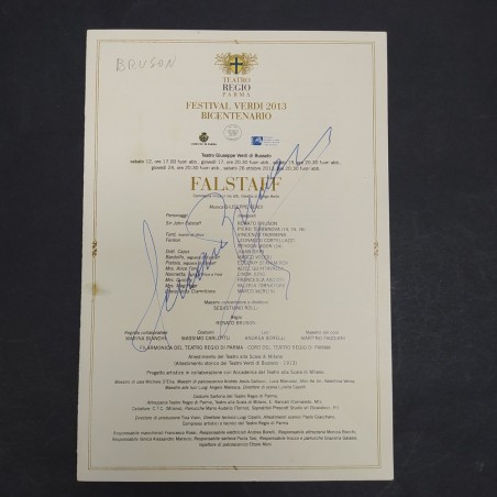Programma Festival Verdi 2013 con autografo di Renato Bruson. Piccola macchia