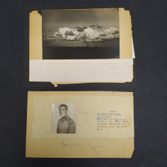 Foto del pilota di guerra Hauptmann Heyrowsky  e dell'aereo Br C I con note