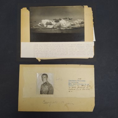 Foto del pilota di guerra Hauptmann Heyrowsky  e dell'aereo Br C I con note