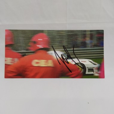 Cartolina con autografo attribuito al pilota Gerhard Berger. Buone condizioni