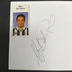 Ritaglio di giornale con foto e autografo del calciatore Alex Del Piero. Buono 2