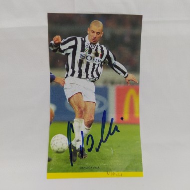 Ritaglio di giornale con foto e autografo di Vialli. Buone condizioni