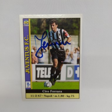 Carta collezionabile del calciatore Ciro Ferrara con autografo. Buono