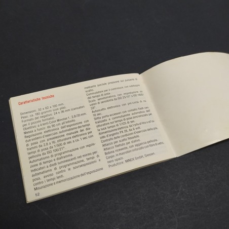 Libretto d'istruzioni per macchina fotografica Minox 35 ML. Macchie in copertina