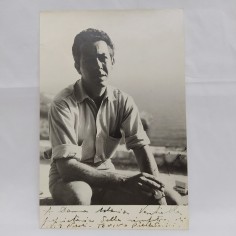 Foto autografata dell'attore Antonio Pierfederici con dedica. Macchie sul retro