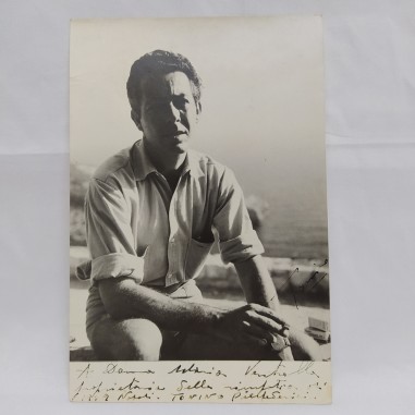 Foto autografata dell'attore Antonio Pierfederici con dedica. Macchie sul retro
