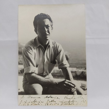 Foto autografata dell'attore Antonio Pierfederici con dedica. Macchie sul retro