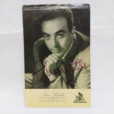 Cartolina autografata di Gino Latilla. Ingrigimento della carta