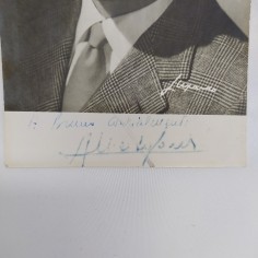 Foto autografata dall'attore Alberto Sordi con dedica, 15,5x10 cm. Buona 2