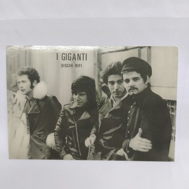 Cartolina con foto e autografi dei componenti del gruppo musicale I Giganti