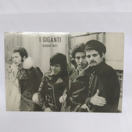 Cartolina con foto e autografi dei componenti del gruppo musicale I Giganti