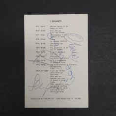 Cartolina con foto e autografi dei componenti del gruppo musicale I Giganti 2