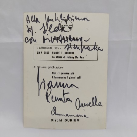 Cartolina con foto e autografo del gruppo Le Snob, 1965. Buone condizioni
