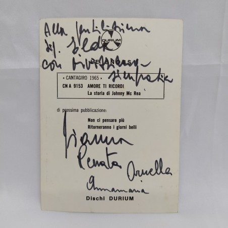 Cartolina con foto e autografo del gruppo Le Snob, 1965. Buone condizioni