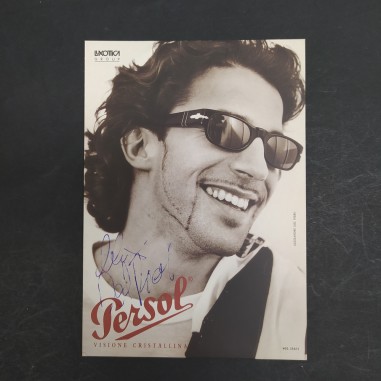 Cartolina pubblicitaria occhiali Persol con foto autografata di Alex Del Piero