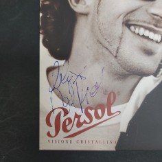 Cartolina pubblicitaria occhiali Persol con foto autografata di Alex Del Piero 2