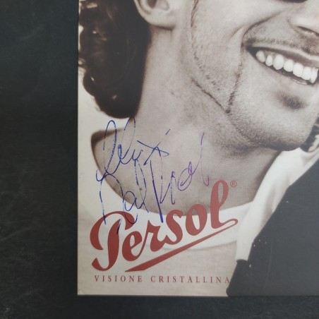 Cartolina pubblicitaria occhiali Persol con foto autografata di Alex Del Piero